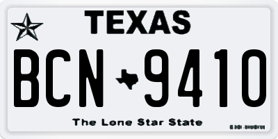 TX license plate BCN9410