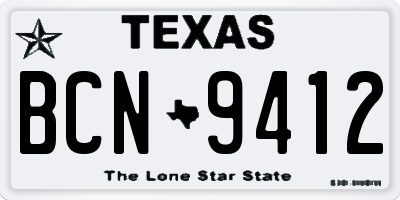 TX license plate BCN9412