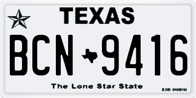 TX license plate BCN9416