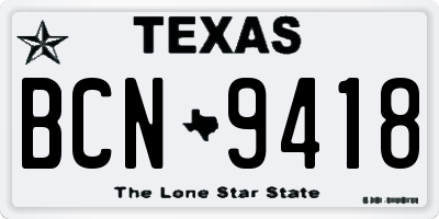 TX license plate BCN9418