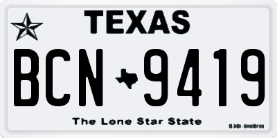 TX license plate BCN9419