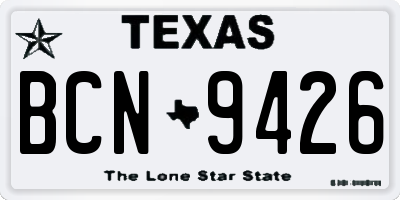 TX license plate BCN9426