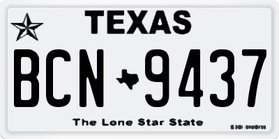 TX license plate BCN9437