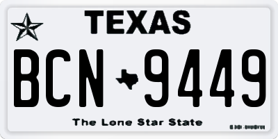 TX license plate BCN9449