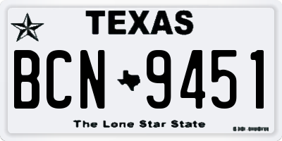 TX license plate BCN9451