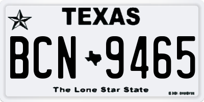 TX license plate BCN9465