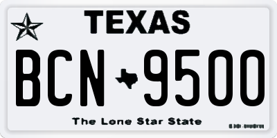 TX license plate BCN9500