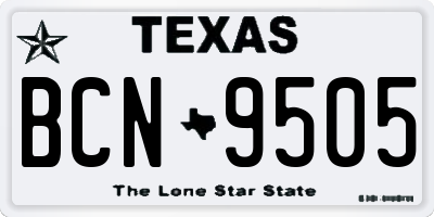 TX license plate BCN9505