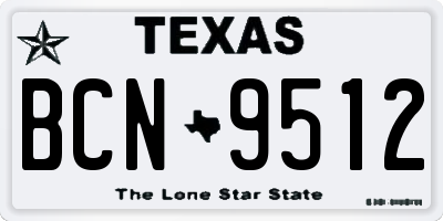 TX license plate BCN9512