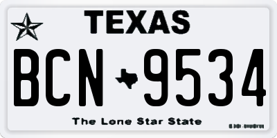 TX license plate BCN9534