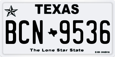 TX license plate BCN9536