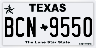 TX license plate BCN9550