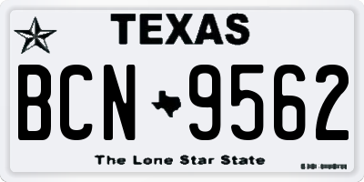 TX license plate BCN9562