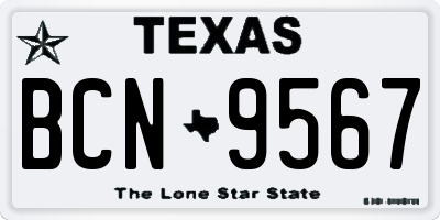 TX license plate BCN9567