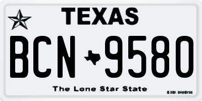 TX license plate BCN9580