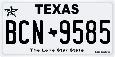 TX license plate BCN9585