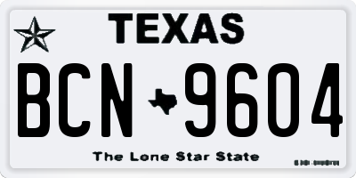 TX license plate BCN9604