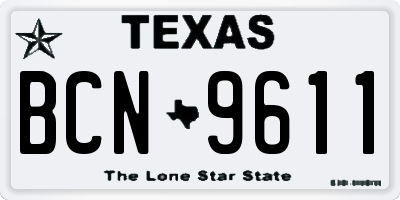 TX license plate BCN9611