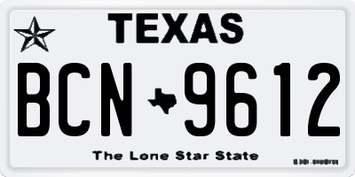 TX license plate BCN9612