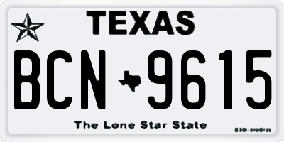 TX license plate BCN9615