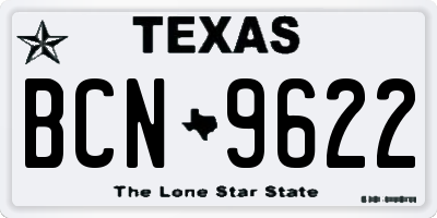 TX license plate BCN9622
