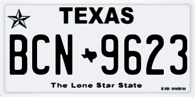 TX license plate BCN9623