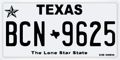 TX license plate BCN9625