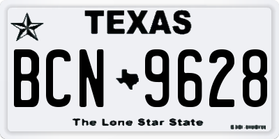 TX license plate BCN9628