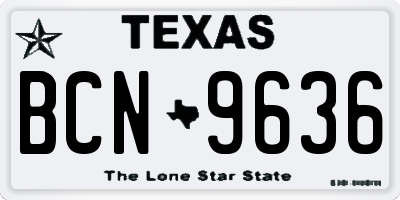 TX license plate BCN9636