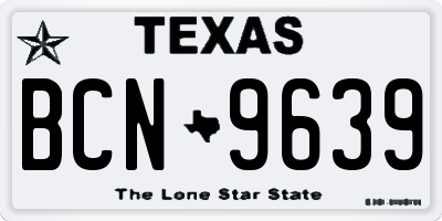 TX license plate BCN9639