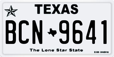 TX license plate BCN9641