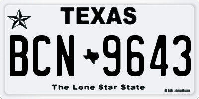 TX license plate BCN9643