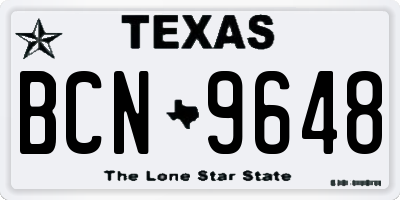 TX license plate BCN9648