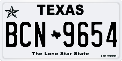 TX license plate BCN9654