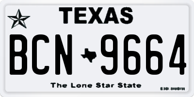 TX license plate BCN9664