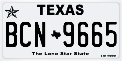 TX license plate BCN9665