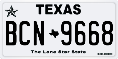 TX license plate BCN9668