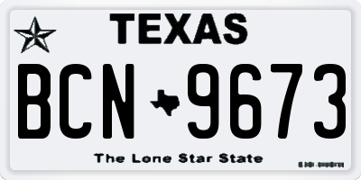TX license plate BCN9673