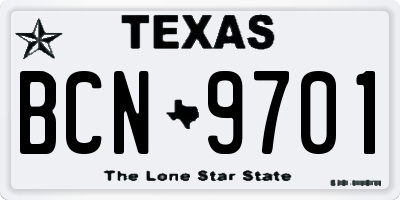 TX license plate BCN9701