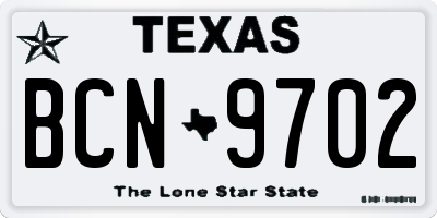 TX license plate BCN9702