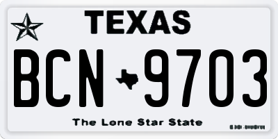TX license plate BCN9703