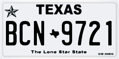TX license plate BCN9721