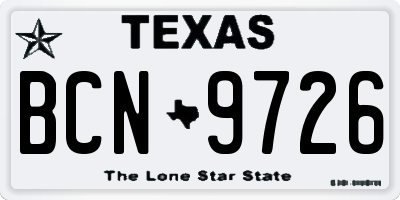 TX license plate BCN9726