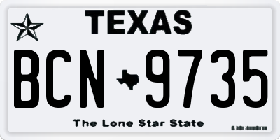 TX license plate BCN9735