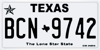 TX license plate BCN9742