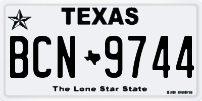 TX license plate BCN9744