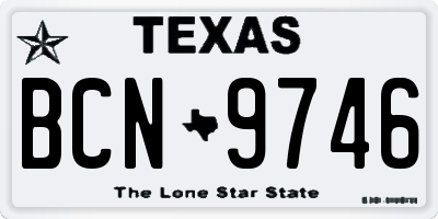 TX license plate BCN9746