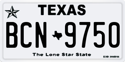 TX license plate BCN9750