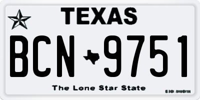 TX license plate BCN9751