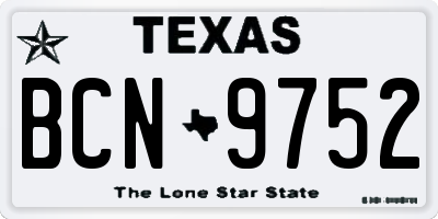 TX license plate BCN9752